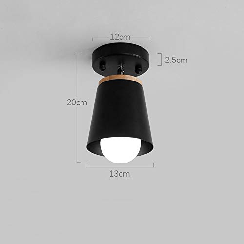Lámpara de techo Edison de madera y diseño semi al ras minimalista negro 8