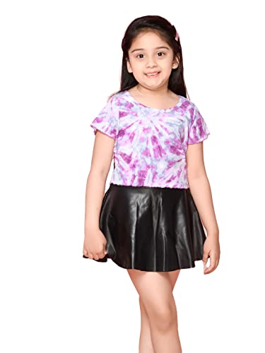 Image of LILPICKS Girls Tie Dye All Over Printed Short Sleeve Top (Multicolor)