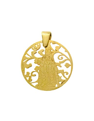 Médaille Vierge de Montserrat cadeau de baptême en argent sterling plaqué or 18 carats