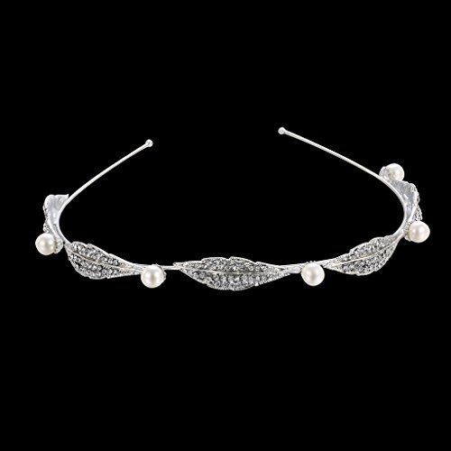 BABEYOND Crystal Pearl Headband Bridal Wedding Party Headpiece Rhinestone Vintage Hairband Handmade Silver-tone