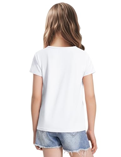 Girls Short Sleeve Shirts Cotton Crew Neck T-Shirt Kids Plain Tees Tops Size 5-12 Years2