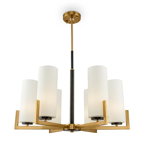 Lustre de salon pour manque de luminosité, modèle Maytoni Fortano 6 bras blanc et bronze