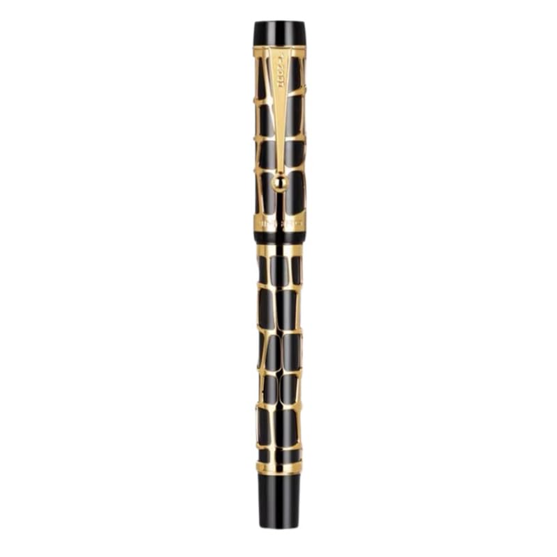 100 Centennial Stylo plume série creuse en résine avec clip doré pour le bureau, les fournitures scolaires (noir, EF)