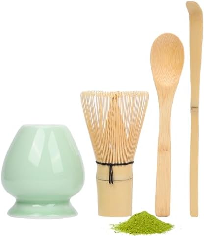 Matcha Whisk Set with Bamboo Whisk Matcha Whisk Holder Bamboo Scoop and Tea Spoon 4 Pcs Matcha Making Kit Japanese Tea Tools For Christmas Gift