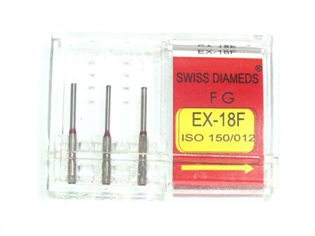 ADDLER DENTAL DIAMOND BUR EX 18F AIR ROTOR END CUTTING POLISHING SWISS DIA PREMIUM BURS. EXCELLENT DIAMOND GRAINS FOR HIGH SPEED ROTOR. PACK OF 3 BURS