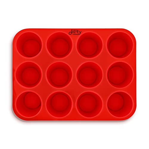 12 Cup Silicone Muffin Trays, Yorkshire Pudding Tray, Silicone Cake Moulds for Baking, Non Stick Muffin Tin, Baking Mould for Muffins, Cupcakes, Silicone Bakeware Tray