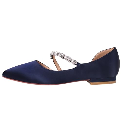 ERIJUNOR E0168F Women Comfortable Low Heel Pointy Toe Pumps Wedding Party Shoes2