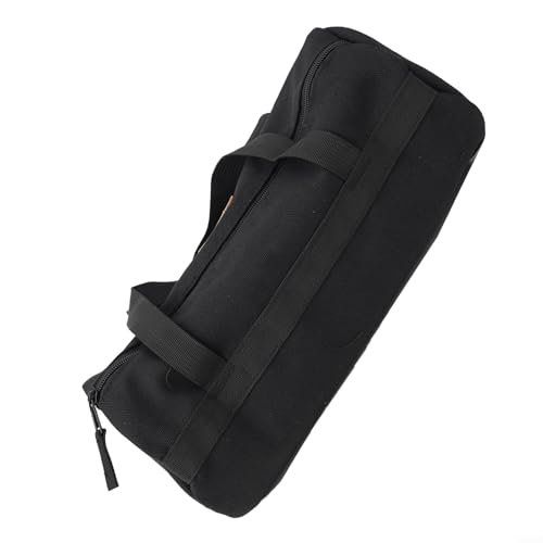 Compact Canvas Bag for Organizing Tent Pegs, Hammer, and Ropes While Camping (Black)