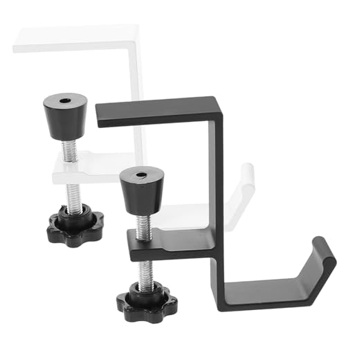 FONDOTIN Simple Clamp-on Desk Hooks 2 Pack Purse Hook for Backpack Desk Office Hook Desk Clamp Bag Hanger Desk Hanging Hooks Table Backpack Holder