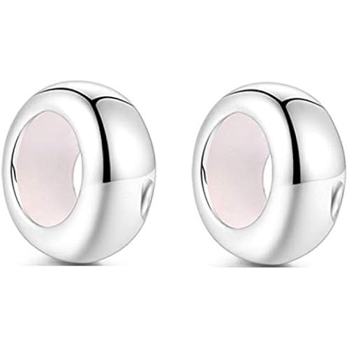 Clip Stopper Charms Sterling Silver Rondelle Spacer Bead Charm Stopper Charm for Pandora Charm Bracelets