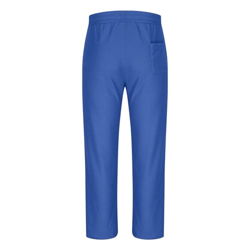 Mens Casual Knit Pants Elastic Drawstring Waist Solid Straight Leg Pant Relaxed Fit Comfy Lounge Trousers with Pocket4