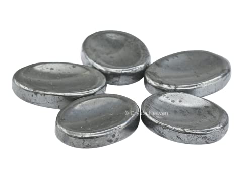 Image of Certified Hematite Crystal Thumb Worry Pebbles Stones for Anxiety Stress Relief Massage - AAA Grade Original Healing Gemstone Agate Rubbing Stone for Yoga Meditation Spiritual Reiki Feng Shui