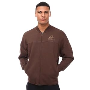 adidas Men’s Studio Lounge Fleece Track Top in Brown