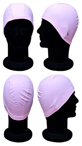 Blue Reef Elasticated Stretchy Anti Tear Easy Fit Plain Deluxe Pull On Swimming Hat Swim Cap One Size Suitable For All Ages 3+ Years (Pastel Pink) - Image 2