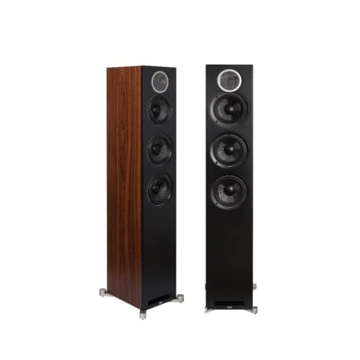 ELAC Debut Reference DFR52 F5.2 Floorstanding Tower Speaker Pair - Black Baffle, Walnut Cabinet