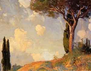 Peinture à l'huile Sargent San Vigilio pour une déco de salon élégante au style italien