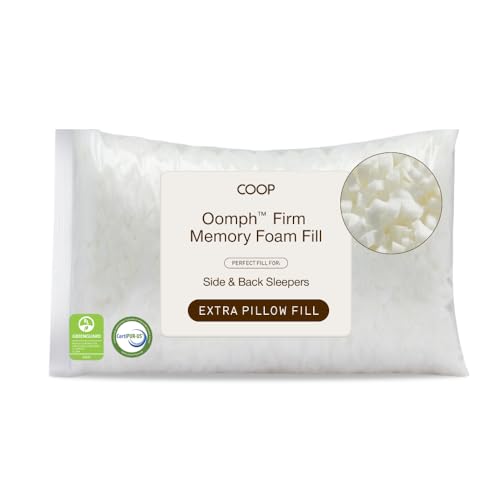 Coop Home Goods Extra Oomph Firm Fill, Cross-Cut Memory Foam, Extra Fill Bag, Refill to Customize Your Premium Adjustable Pillow, GREENGUARD Gold and CertiPUR-US Certified