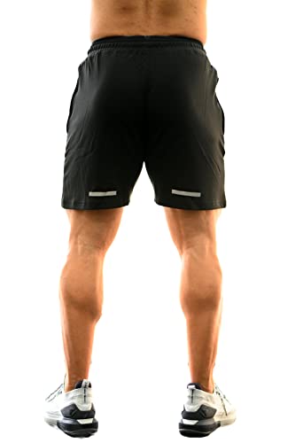 Image of Athletic Slim Fit Training and Gym Shorts for Men with Zipper Pockets