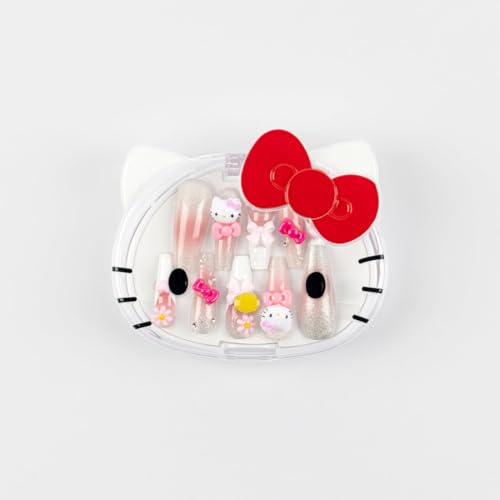 Hello Kitty 3D Luxury Handmade Press-On Nails (Coffin), Kawaii Cute