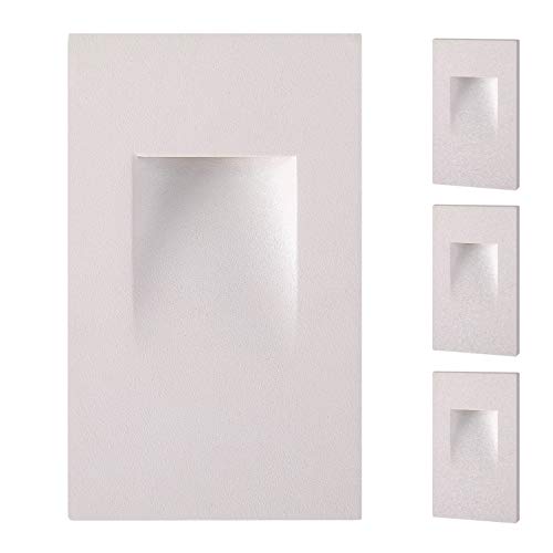 OSTWIN 120V LED Step Light, 3W 70lm, Dimmable Indoor Outdoor Stair Light, 5000K (Daylight) Vertical Stairway Lighting Fixture, Steel Body, White Finish, Pack of 4 OSTWIN 120V LED Step Light, 3W 70lm, Dimmable Indoor Outdoor Stair Light, 5000K (Daylight) Vertical Stairway Lighting Fixture, Steel Body, White Finish, Pack of 4