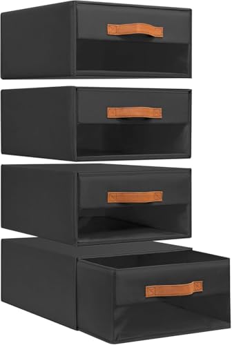 DIMJ Tour de Rangement - Caisson Tiroir Avec Fenêtre Transparente, Boite de Rangement Empilable, Ouverture Facile, Idéale Documents, Vetement, 40 x 32 x 17...