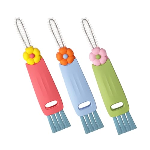 Cabilock Sturdy Cup Lid Cleaning Brush Set 3 Colors Efficient Cleaning for Cup Bowl Pot Lids and Windows Portable and Easy Storage
