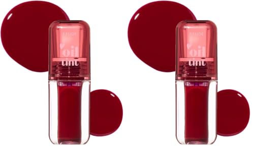 Image of Etude Dear Darling Lip Oil Tint | Juicy, Moisture- Rich Formula | Shade 02-Plum Berry, 4.2ml (Pack of 2)