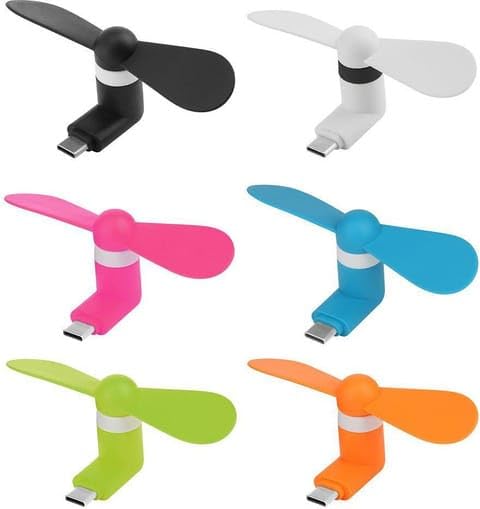 Image of Portable Type-C Mini Mobile Fan for Android Phones - USB C OTG Cooling Fan, Plug & Play Personal Pocket Fan Compatible with Smartphones, Power Bank & Laptop (Multicolor) (2 Fan Combo)