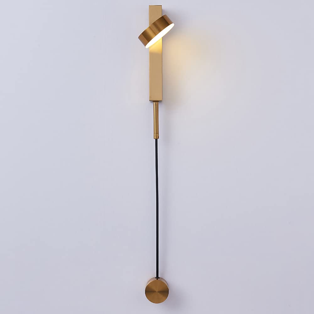 Applique murale LED laiton 7W orientable à 350 degrés pour éclairage chic de salon