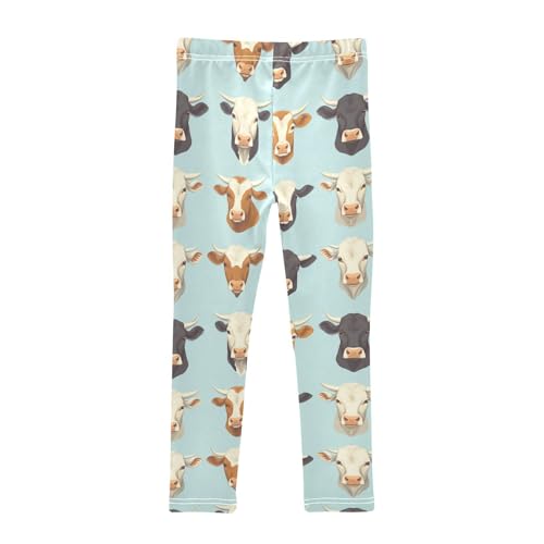 Cow Heads Girls' Leggings Toddler Doodles Kids Yoga Pants Dance Active Tights 4T2