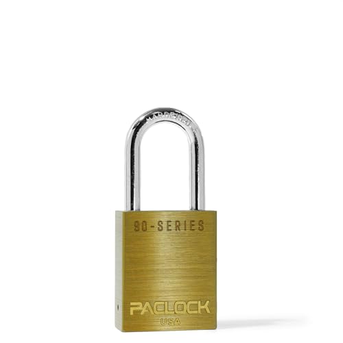 Image of PACLOCK's SR-90A Padlock, 1-1 /2 inch Tall Hardened Steel Shackle, High Performance 6-Pin Cylinder, Keyed Differently w / 2 Keys, Yellow