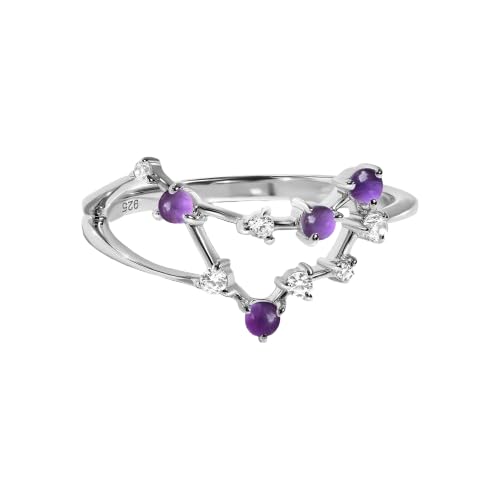 Adjustable Birthstone Ring for Women 18K Rose Gold Plated Zodiac ...