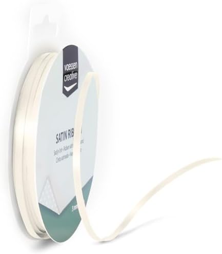 Vaessen Creative Cinta de Raso Blanco Antiguo, 3mm x 10mm