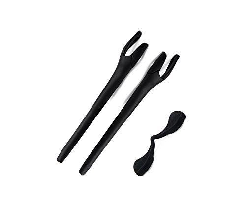 Image of SAUCER Replacement Nose Pieces Pads & Earsocks Temple Sleeve Rubber Kit for Oakley Radar EV Path OO9208 | Radar EV Pitch OO9211 | Radar EV Advancer OO9442 Sunglass - Black + Black
