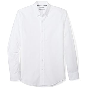 Amazon Essentials Slim-Fit Lange Mouw Effen Oxford Shirt Knop, Wit, S