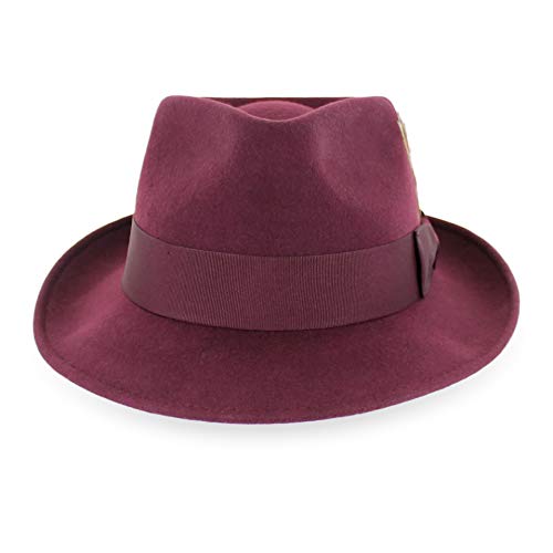 Image of Belfry Gangster Men's Fedora - Crushable 100% Wool Felt Hat, Stain Resistant & Travel Friendly Dress Fedora