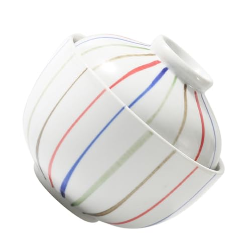 ノーブランド品 陶磁器製 蓋付き多機能スープボウル キッチン食器 家用デザート ライスボウル 色彩豊かな和風デザイン 電子レンジ対応 食卓を彩る