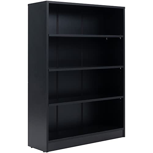 Sunon Wood Bookcase 4-Shelf Freestanding Display Wooden Bookshelf for Home Office School (11.6\'\' D*33\'\' W*48\'\' H,Black)