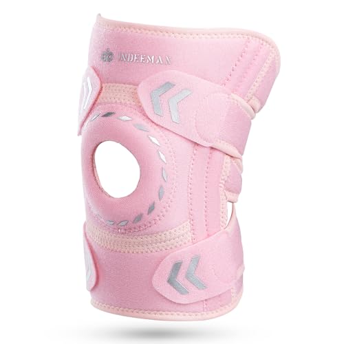 INDEEMAX Knee Support For Men Women, Adjustable Knee Brace for Arthritis, Joint Pain Relief, ACL, Meniscus Tear, Injury Recovery, Sports, Workout, Running, Walking (Pink, One Size)