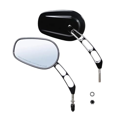 Espejos retrovisores Laterales de 8 mm Motocicleta para Harley Road King Touring XL883 Sportster 1200 Fatboy Dyna Chopper Softail Motorcycle Rearview Mirror(Gloss Black)