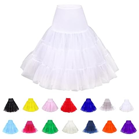 BABYONLINE D.R.E.S.S. Crinoline slips for women Knee Length White Petticoat Skirt 1950s Underskirt,White,Size Large Cover