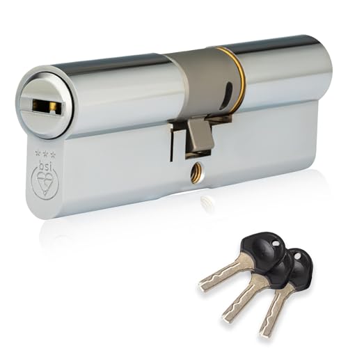 XFORT Colossus Polished Chrome 3 Star Kitemarked Euro Cylinder Lock 50EX/50 (100mm), British Standard TS007 Anti-Snap Barrel Lock, uPVC Door Lock.