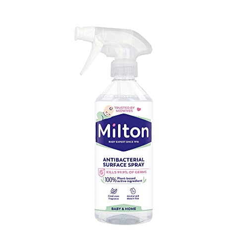 Milton Antibacterial Surface Spray 500ml Kills 99.9% of Germs 0% Alcohol and Bleach-Free Pack of 6 Sprays Vegan