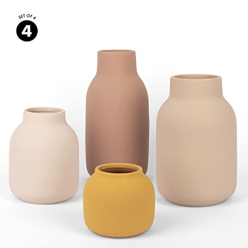 Koyal Wholesale Mixed Modern Minimalist Ceramic Vase For Home Decor, Terracotta Decor, Set Of 4, Multi-Color #TOP6