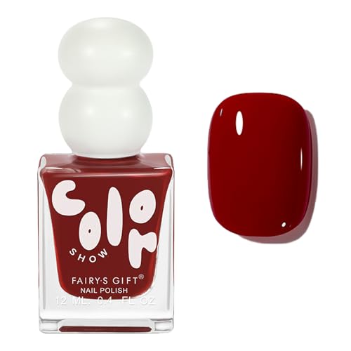 Red Nail Polish - Red Nail Varnish - Quick Dry & Long Lasting Breathable Cherry Nail Polish - Glossy Water Based Burgundy Nail Varnish - No Need Cure Chip Resistant for Women DIY Manicure