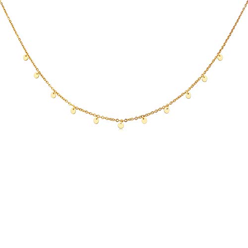 GD GOOD.designs EST. 2015 - GD GOOD.designs Collier Dames - collier en acier inoxydable avec plaques rondes (chaîne 40 +5 cm) - en or, argent ou or rose (11 Pièces - Or) - -15%
