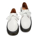 ilatyia Women's Lace-up Platform Chunky Loafers Lightweight Breathable Women Shoes Flexible Comfort Driving Moccasins White,10 US