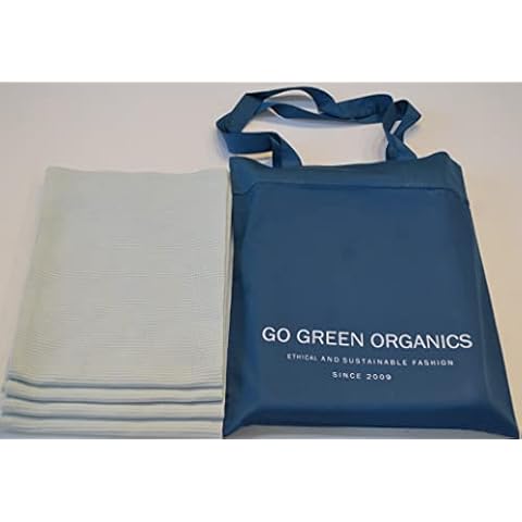 GO GREEN ORGANICS, Waffle Hand Towels Pack of 4, 20X29 INCHES, 100% Natural Organic Cotton GOTS Certified (Blue Mist) Super ABSORBANT & Quick Dry, NO SOFTENERS, Environment Friendly Cover