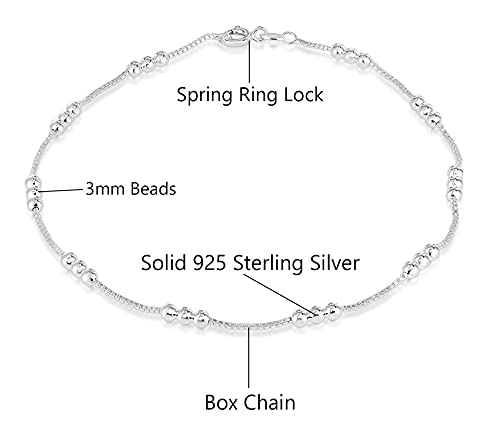 Savlano 925 Sterling Silver 9, 10 Inches Chain Anklet for Women Comes With a Gift Box2