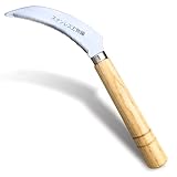 SHANFEEK Grass Sickle with Sawtooth Japanese Weeding Hoe Garden Hand Tool Weeding Tools for Garden High-Strength Steel with Solid Wood Handle (Brown)